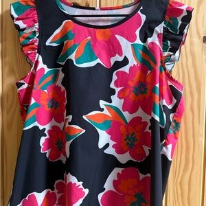 Floral Sleeveless Top - Black and Pink